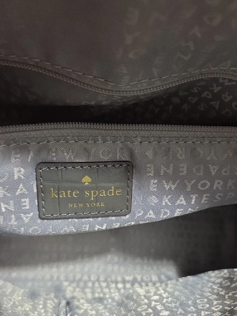 kate spade gray croc-embossed dome satchel with top handles NWOTS